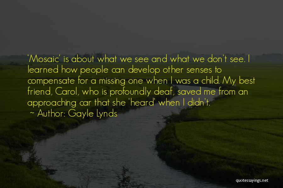 Gayle Lynds Quotes: 'mosaic' Is About What We See And What We Don't See. I Learned How People Can Develop Other Senses To