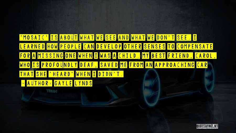 Gayle Lynds Quotes: 'mosaic' Is About What We See And What We Don't See. I Learned How People Can Develop Other Senses To
