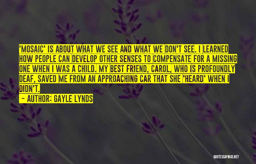 Gayle Lynds Quotes: 'mosaic' Is About What We See And What We Don't See. I Learned How People Can Develop Other Senses To