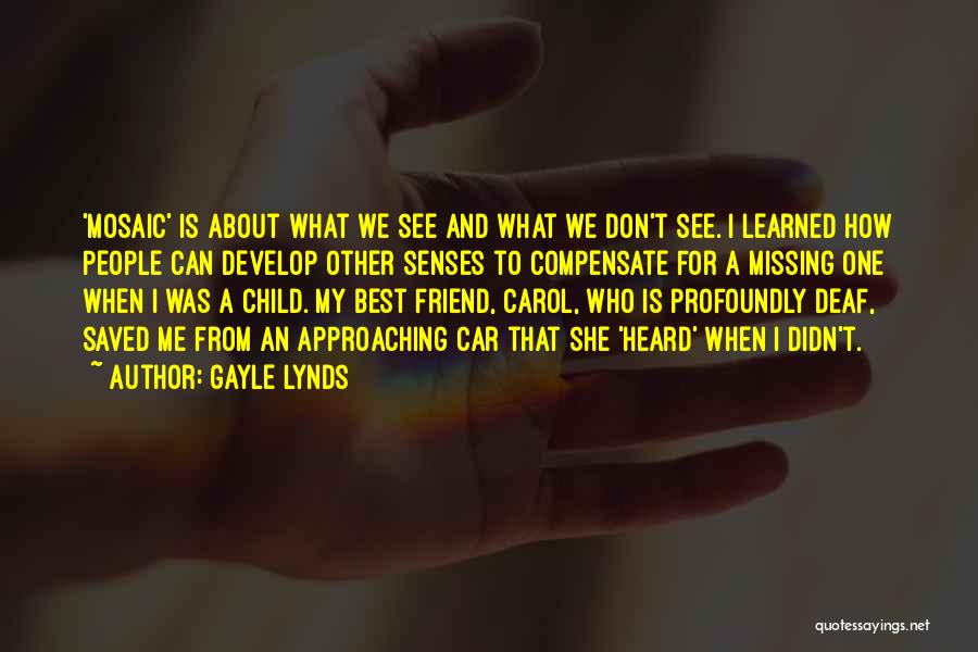 Gayle Lynds Quotes: 'mosaic' Is About What We See And What We Don't See. I Learned How People Can Develop Other Senses To