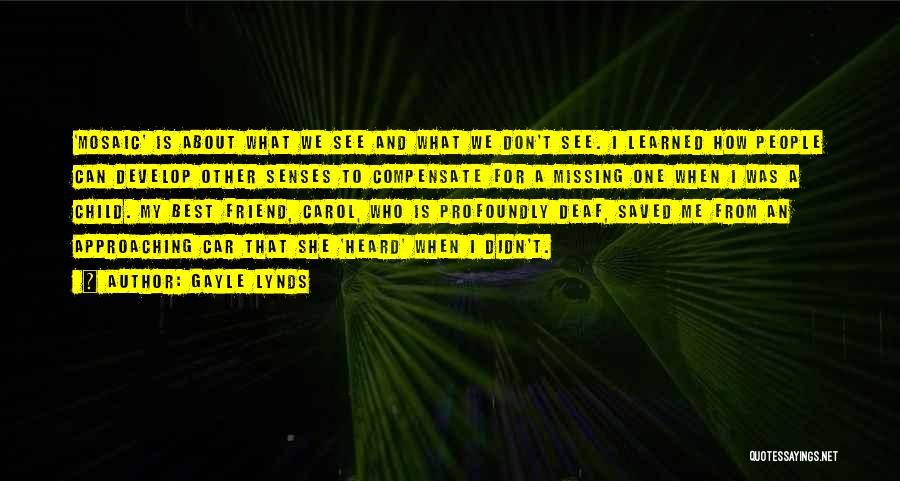 Gayle Lynds Quotes: 'mosaic' Is About What We See And What We Don't See. I Learned How People Can Develop Other Senses To