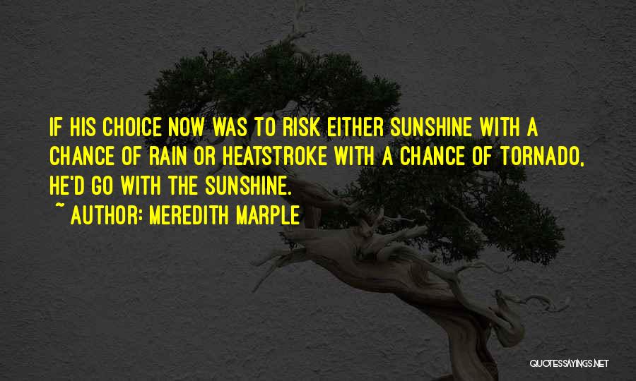 Meredith Marple Quotes: If His Choice Now Was To Risk Either Sunshine With A Chance Of Rain Or Heatstroke With A Chance Of