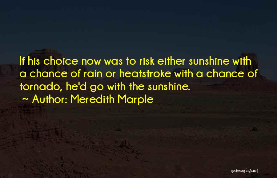 Meredith Marple Quotes: If His Choice Now Was To Risk Either Sunshine With A Chance Of Rain Or Heatstroke With A Chance Of