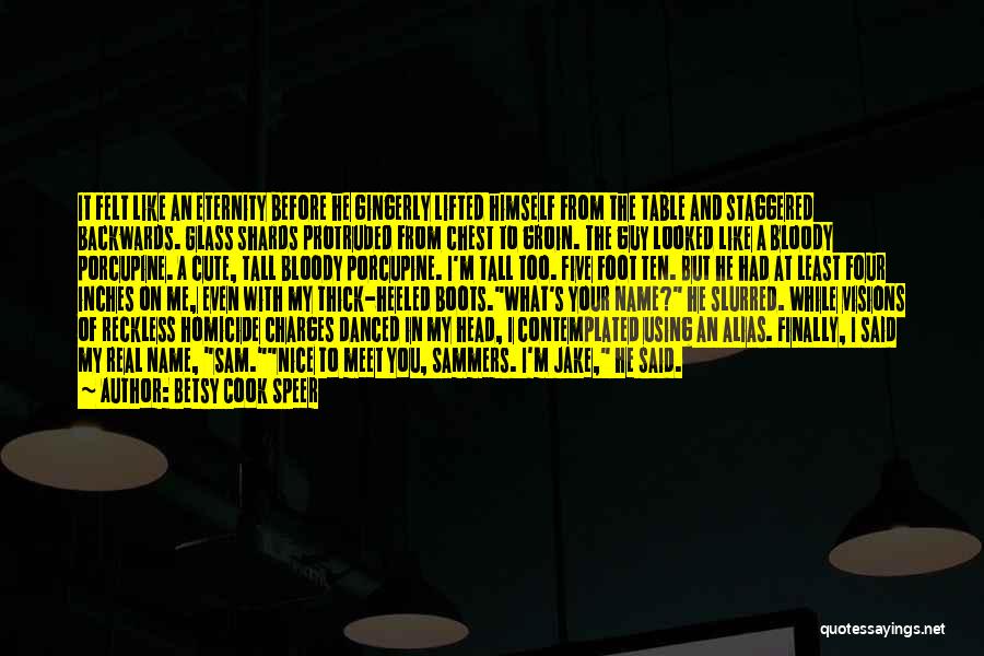 Betsy Cook Speer Quotes: It Felt Like An Eternity Before He Gingerly Lifted Himself From The Table And Staggered Backwards. Glass Shards Protruded From