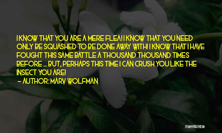 Marv Wolfman Quotes: I Know That You Are A Mere Flea! I Know That You Need Only Be Squashed To Be Done Away