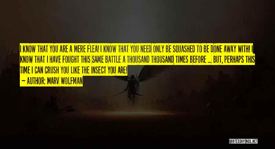 Marv Wolfman Quotes: I Know That You Are A Mere Flea! I Know That You Need Only Be Squashed To Be Done Away