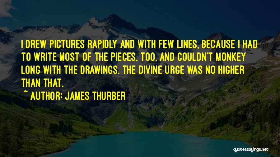 James Thurber Quotes: I Drew Pictures Rapidly And With Few Lines, Because I Had To Write Most Of The Pieces, Too, And Couldn't