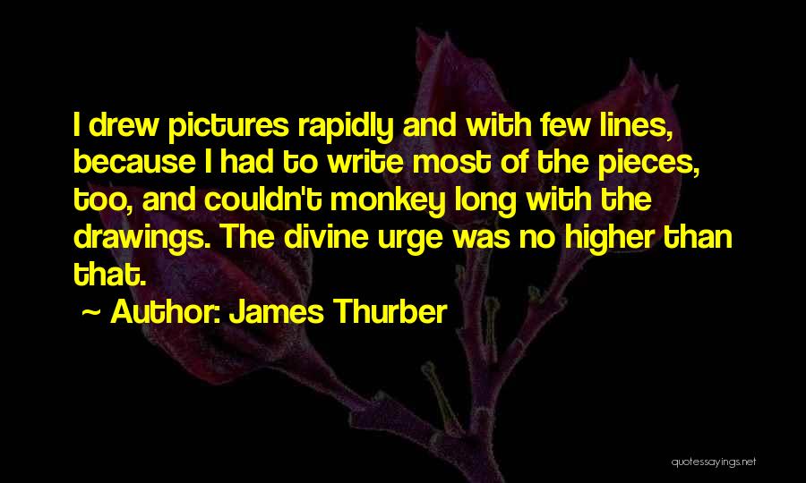James Thurber Quotes: I Drew Pictures Rapidly And With Few Lines, Because I Had To Write Most Of The Pieces, Too, And Couldn't
