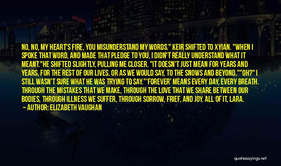 Elizabeth Vaughan Quotes: No, No, My Heart's Fire, You Misunderstand My Words. Keir Shifted To Xyian. When I Spoke That Word, And Made