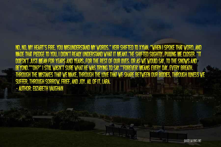 Elizabeth Vaughan Quotes: No, No, My Heart's Fire, You Misunderstand My Words. Keir Shifted To Xyian. When I Spoke That Word, And Made