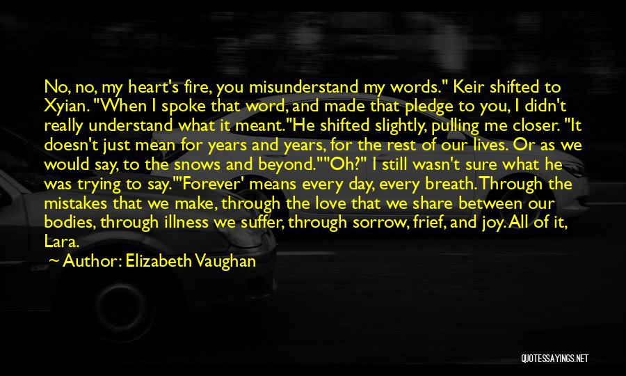 Elizabeth Vaughan Quotes: No, No, My Heart's Fire, You Misunderstand My Words. Keir Shifted To Xyian. When I Spoke That Word, And Made