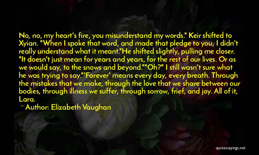 Elizabeth Vaughan Quotes: No, No, My Heart's Fire, You Misunderstand My Words. Keir Shifted To Xyian. When I Spoke That Word, And Made