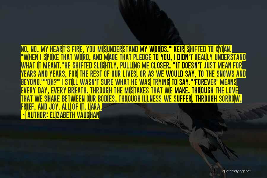 Elizabeth Vaughan Quotes: No, No, My Heart's Fire, You Misunderstand My Words. Keir Shifted To Xyian. When I Spoke That Word, And Made