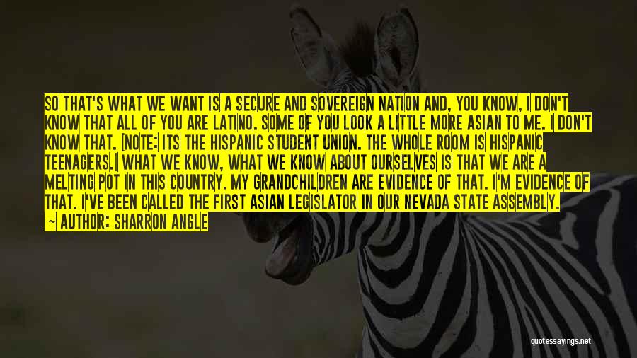 Sharron Angle Quotes: So That's What We Want Is A Secure And Sovereign Nation And, You Know, I Don't Know That All Of