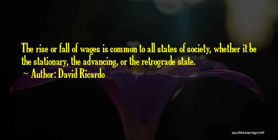 David Ricardo Quotes: The Rise Or Fall Of Wages Is Common To All States Of Society, Whether It Be The Stationary, The Advancing,