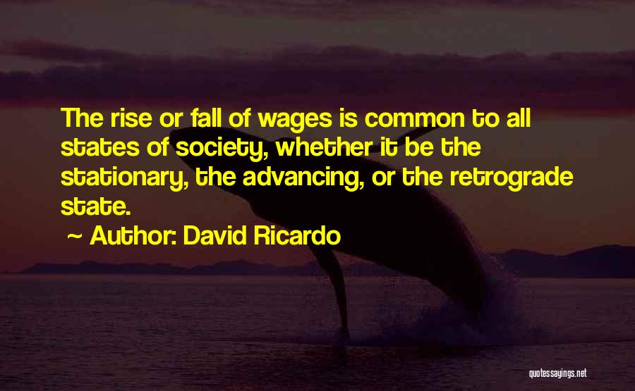 David Ricardo Quotes: The Rise Or Fall Of Wages Is Common To All States Of Society, Whether It Be The Stationary, The Advancing,