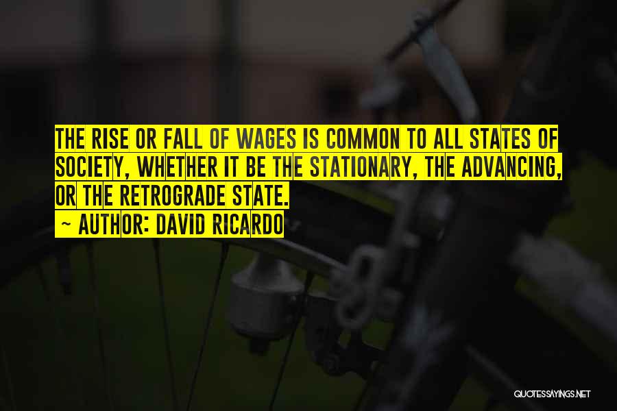 David Ricardo Quotes: The Rise Or Fall Of Wages Is Common To All States Of Society, Whether It Be The Stationary, The Advancing,