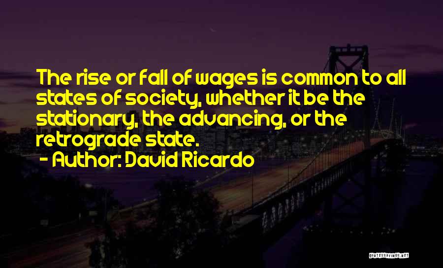 David Ricardo Quotes: The Rise Or Fall Of Wages Is Common To All States Of Society, Whether It Be The Stationary, The Advancing,