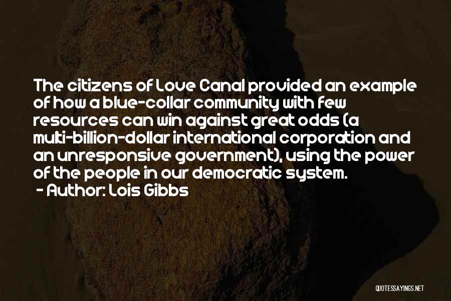 Lois Gibbs Quotes: The Citizens Of Love Canal Provided An Example Of How A Blue-collar Community With Few Resources Can Win Against Great