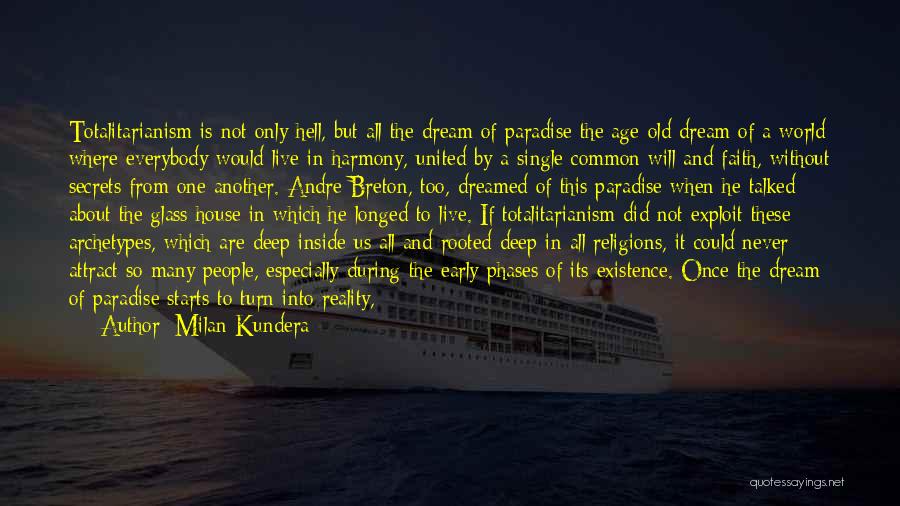 Milan Kundera Quotes: Totalitarianism Is Not Only Hell, But All The Dream Of Paradise The Age-old Dream Of A World Where Everybody Would