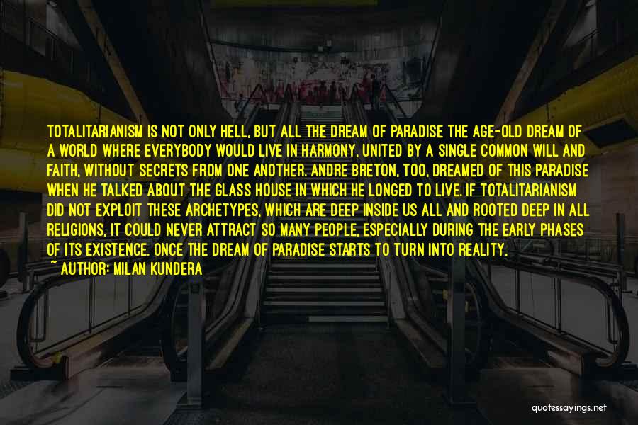 Milan Kundera Quotes: Totalitarianism Is Not Only Hell, But All The Dream Of Paradise The Age-old Dream Of A World Where Everybody Would