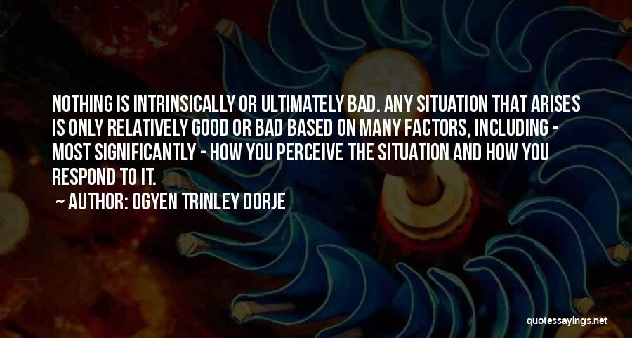 Ogyen Trinley Dorje Quotes: Nothing Is Intrinsically Or Ultimately Bad. Any Situation That Arises Is Only Relatively Good Or Bad Based On Many Factors,