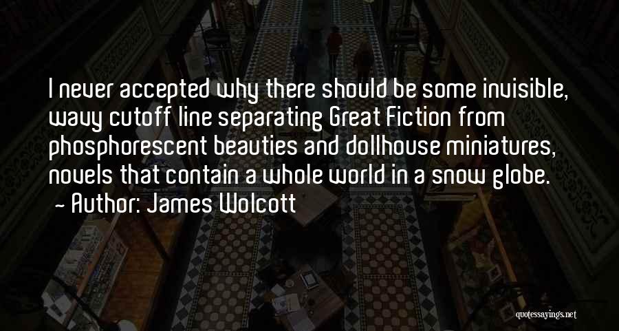 James Wolcott Quotes: I Never Accepted Why There Should Be Some Invisible, Wavy Cutoff Line Separating Great Fiction From Phosphorescent Beauties And Dollhouse