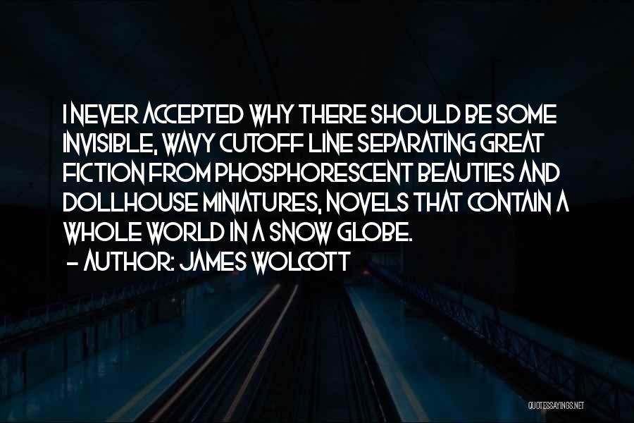 James Wolcott Quotes: I Never Accepted Why There Should Be Some Invisible, Wavy Cutoff Line Separating Great Fiction From Phosphorescent Beauties And Dollhouse