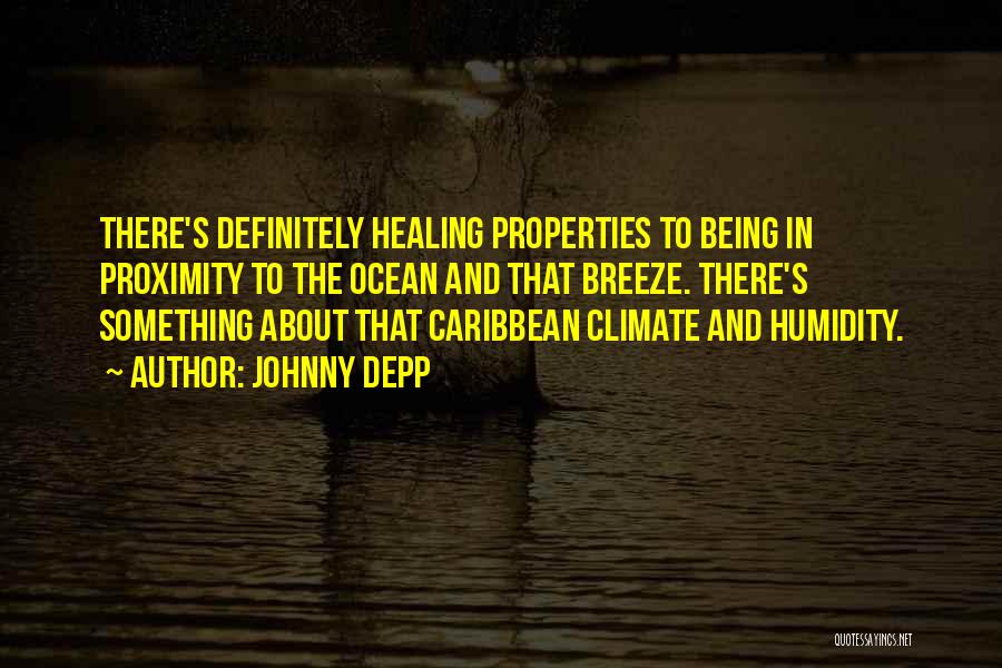 Johnny Depp Quotes: There's Definitely Healing Properties To Being In Proximity To The Ocean And That Breeze. There's Something About That Caribbean Climate