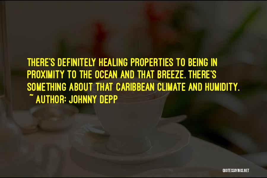 Johnny Depp Quotes: There's Definitely Healing Properties To Being In Proximity To The Ocean And That Breeze. There's Something About That Caribbean Climate