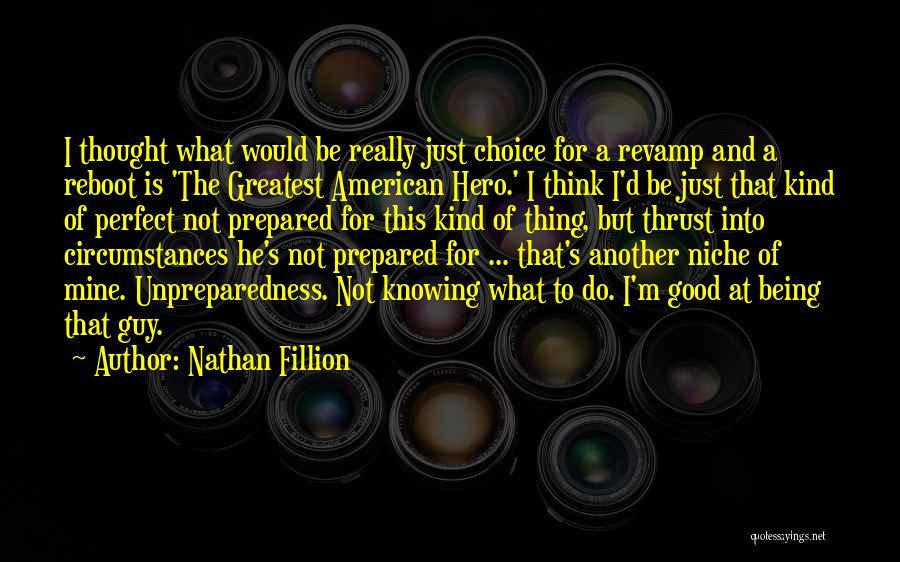 Nathan Fillion Quotes: I Thought What Would Be Really Just Choice For A Revamp And A Reboot Is 'the Greatest American Hero.' I