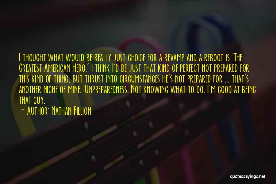 Nathan Fillion Quotes: I Thought What Would Be Really Just Choice For A Revamp And A Reboot Is 'the Greatest American Hero.' I