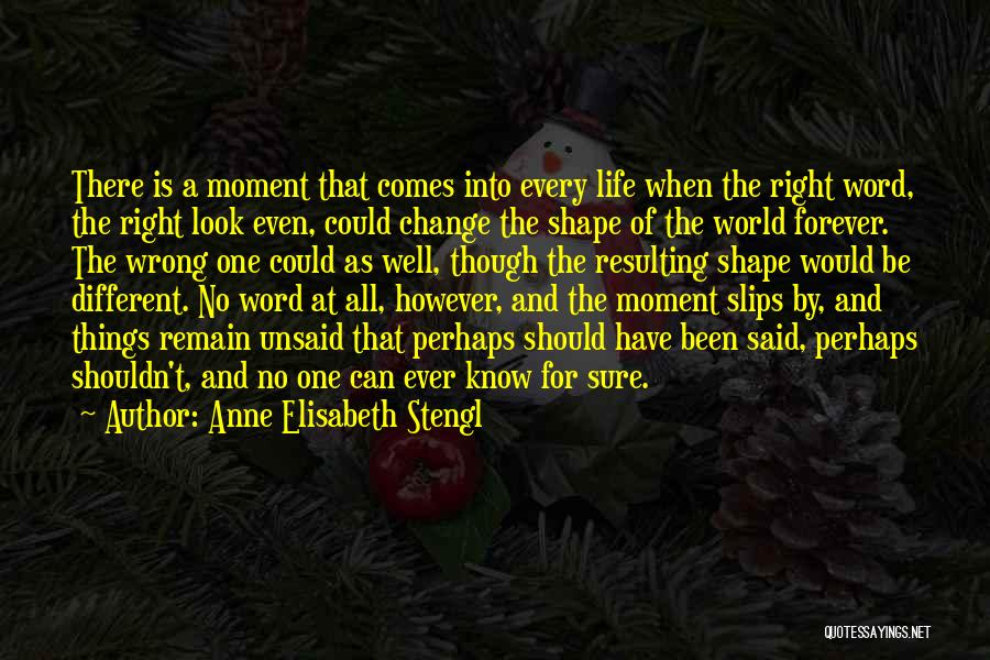 Anne Elisabeth Stengl Quotes: There Is A Moment That Comes Into Every Life When The Right Word, The Right Look Even, Could Change The