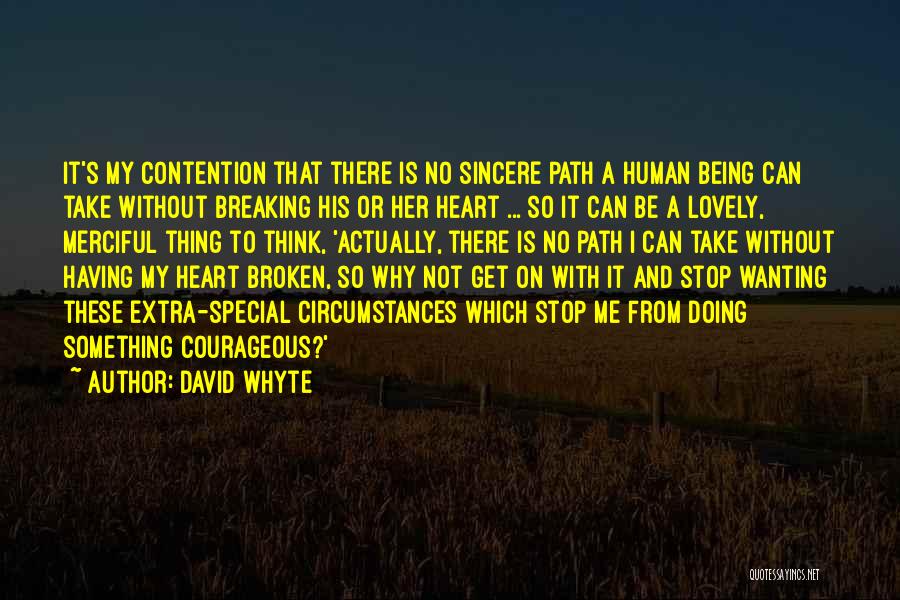 David Whyte Quotes: It's My Contention That There Is No Sincere Path A Human Being Can Take Without Breaking His Or Her Heart