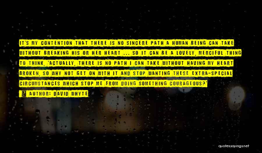 David Whyte Quotes: It's My Contention That There Is No Sincere Path A Human Being Can Take Without Breaking His Or Her Heart