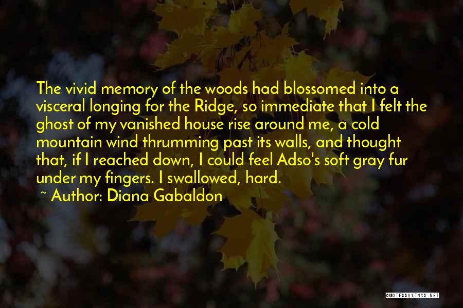 Diana Gabaldon Quotes: The Vivid Memory Of The Woods Had Blossomed Into A Visceral Longing For The Ridge, So Immediate That I Felt