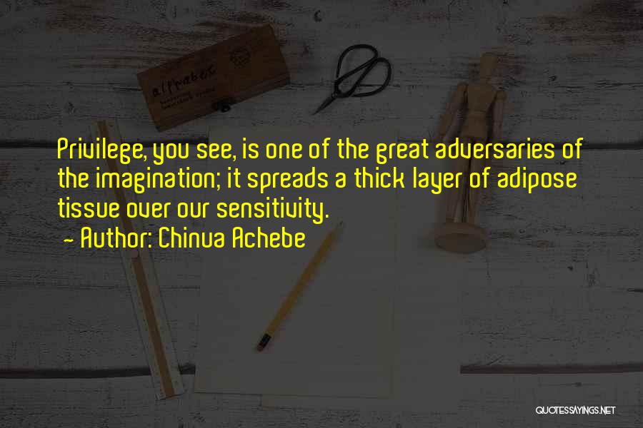 Chinua Achebe Quotes: Privilege, You See, Is One Of The Great Adversaries Of The Imagination; It Spreads A Thick Layer Of Adipose Tissue