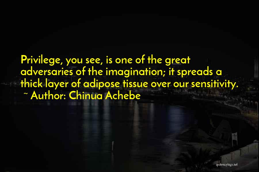 Chinua Achebe Quotes: Privilege, You See, Is One Of The Great Adversaries Of The Imagination; It Spreads A Thick Layer Of Adipose Tissue