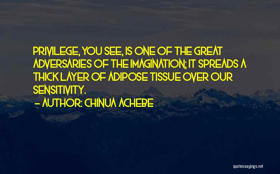 Chinua Achebe Quotes: Privilege, You See, Is One Of The Great Adversaries Of The Imagination; It Spreads A Thick Layer Of Adipose Tissue