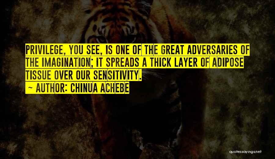 Chinua Achebe Quotes: Privilege, You See, Is One Of The Great Adversaries Of The Imagination; It Spreads A Thick Layer Of Adipose Tissue