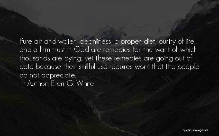 Ellen G. White Quotes: Pure Air And Water, Cleanliness, A Proper Diet, Purity Of Life, And A Firm Trust In God Are Remedies For