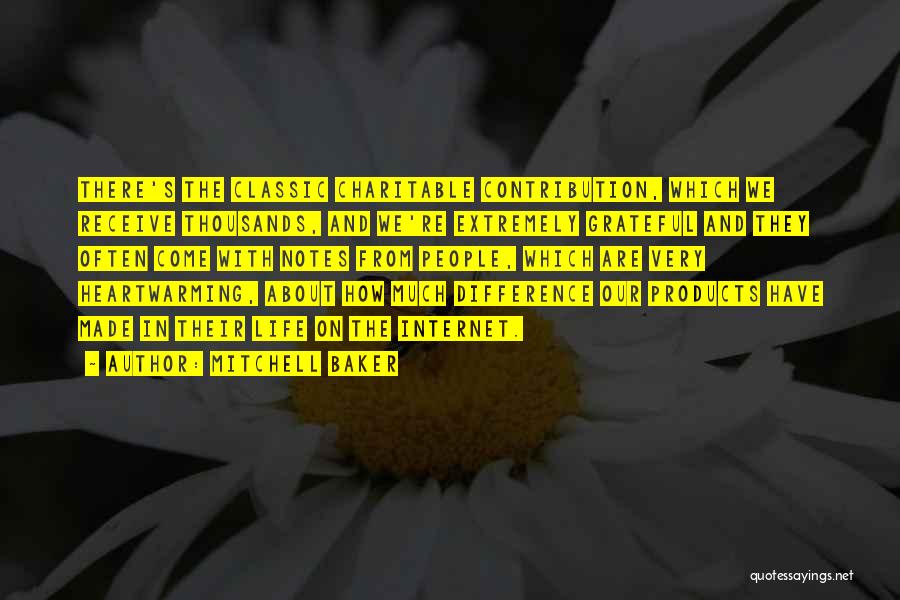 Mitchell Baker Quotes: There's The Classic Charitable Contribution, Which We Receive Thousands, And We're Extremely Grateful And They Often Come With Notes From