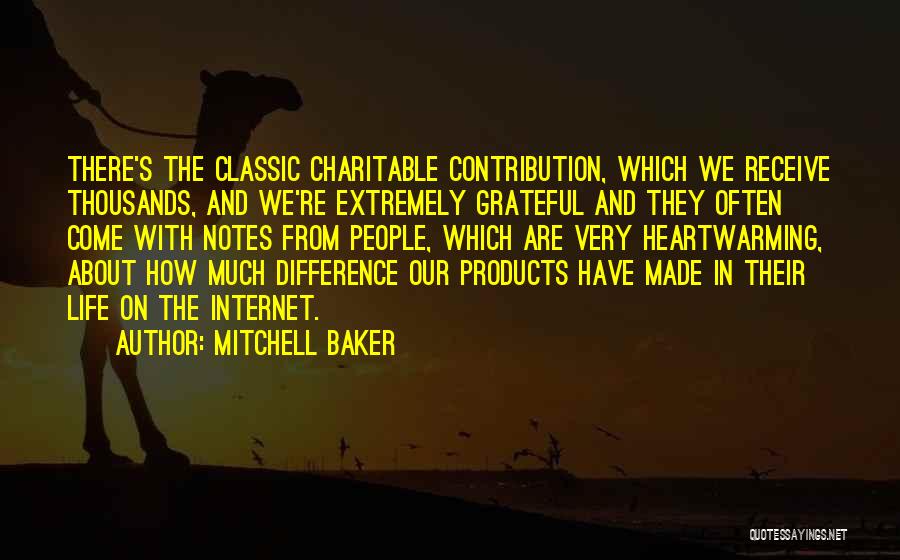 Mitchell Baker Quotes: There's The Classic Charitable Contribution, Which We Receive Thousands, And We're Extremely Grateful And They Often Come With Notes From