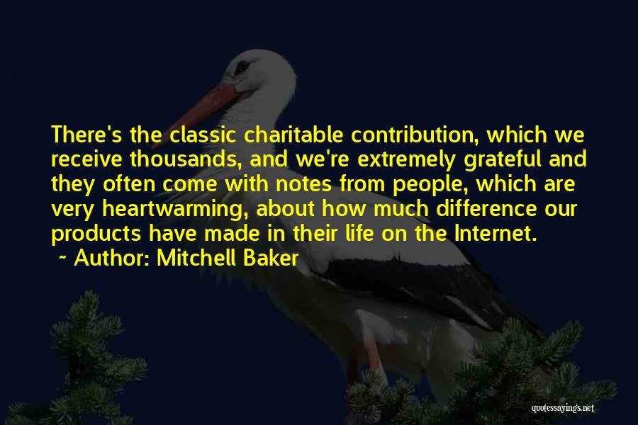 Mitchell Baker Quotes: There's The Classic Charitable Contribution, Which We Receive Thousands, And We're Extremely Grateful And They Often Come With Notes From