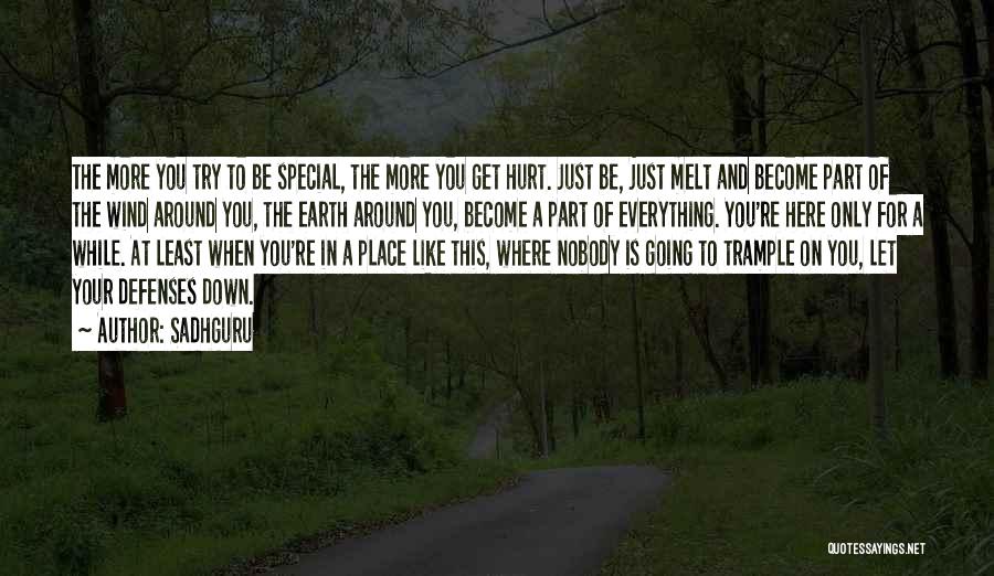 Sadhguru Quotes: The More You Try To Be Special, The More You Get Hurt. Just Be, Just Melt And Become Part Of