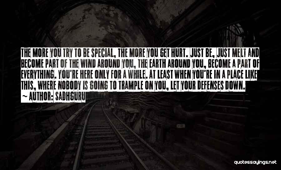Sadhguru Quotes: The More You Try To Be Special, The More You Get Hurt. Just Be, Just Melt And Become Part Of