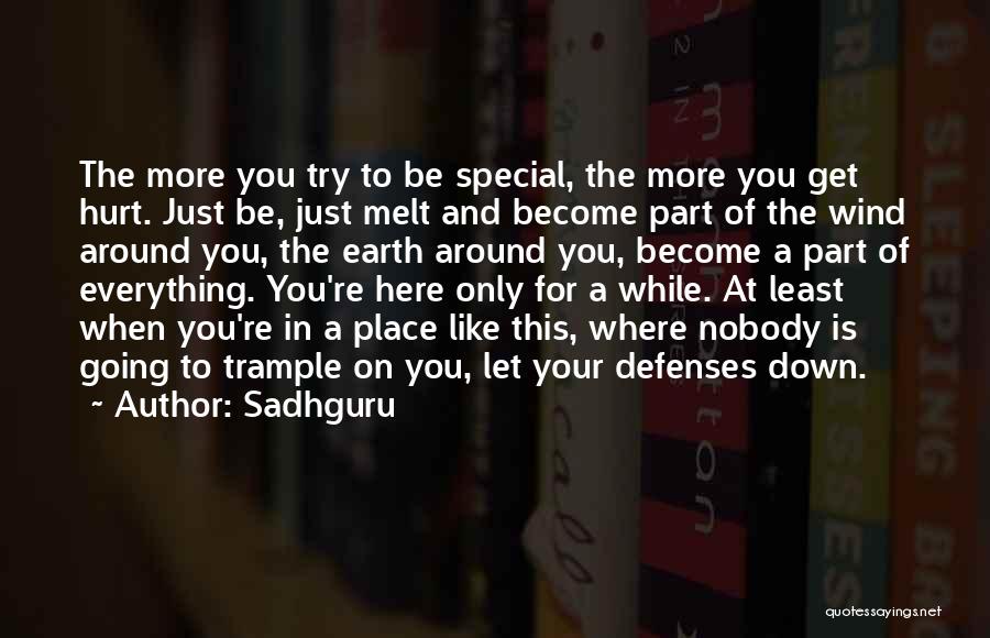 Sadhguru Quotes: The More You Try To Be Special, The More You Get Hurt. Just Be, Just Melt And Become Part Of