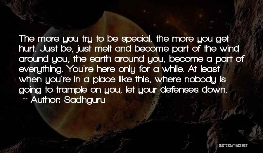 Sadhguru Quotes: The More You Try To Be Special, The More You Get Hurt. Just Be, Just Melt And Become Part Of