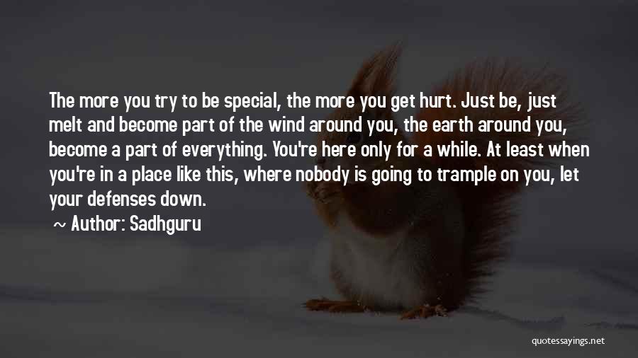 Sadhguru Quotes: The More You Try To Be Special, The More You Get Hurt. Just Be, Just Melt And Become Part Of