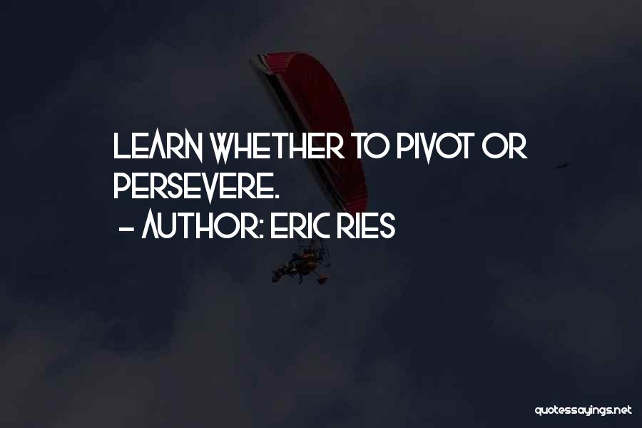 Eric Ries Quotes: Learn Whether To Pivot Or Persevere.